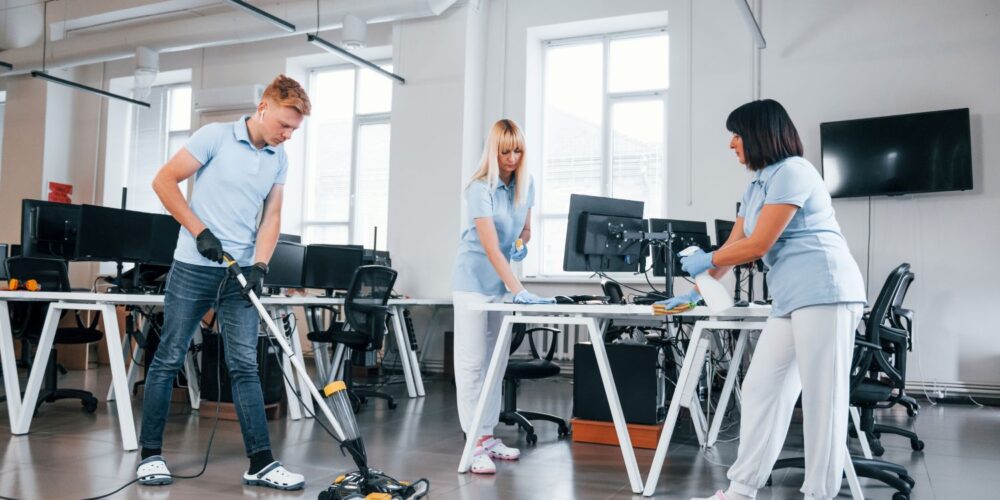 cleaners cleaning office